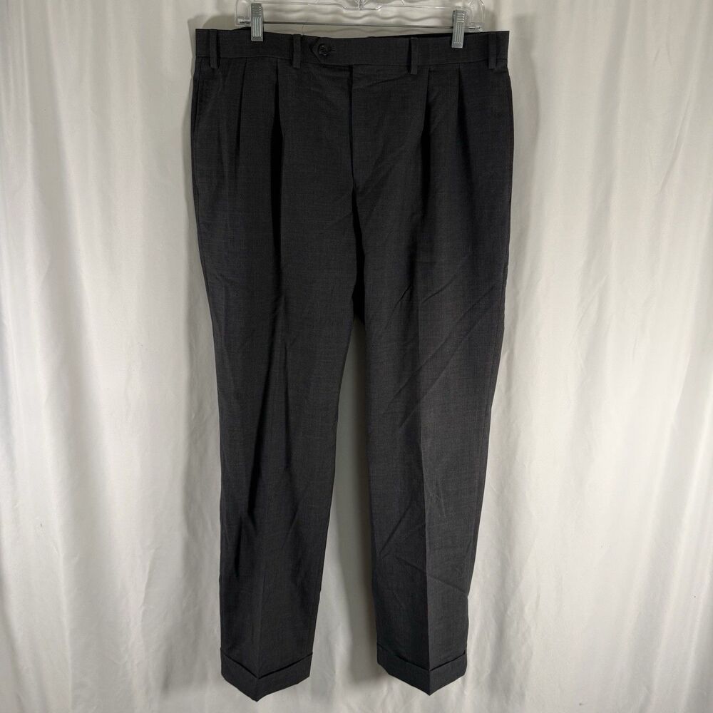 Lauren Ralph Lauren 37x30 Grey Wool Pleated Slash Pockets Total Comfort - Picture 1 of 9